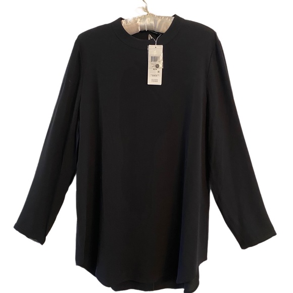 NWT Eileen Fisher Silk Georgette Crepe Mock Neck Top Size M - Picture 2 of 7